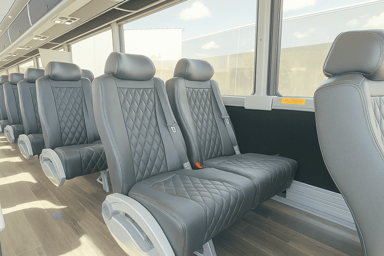 interior of Anchorage Shuttle Bus Rentals charter bus